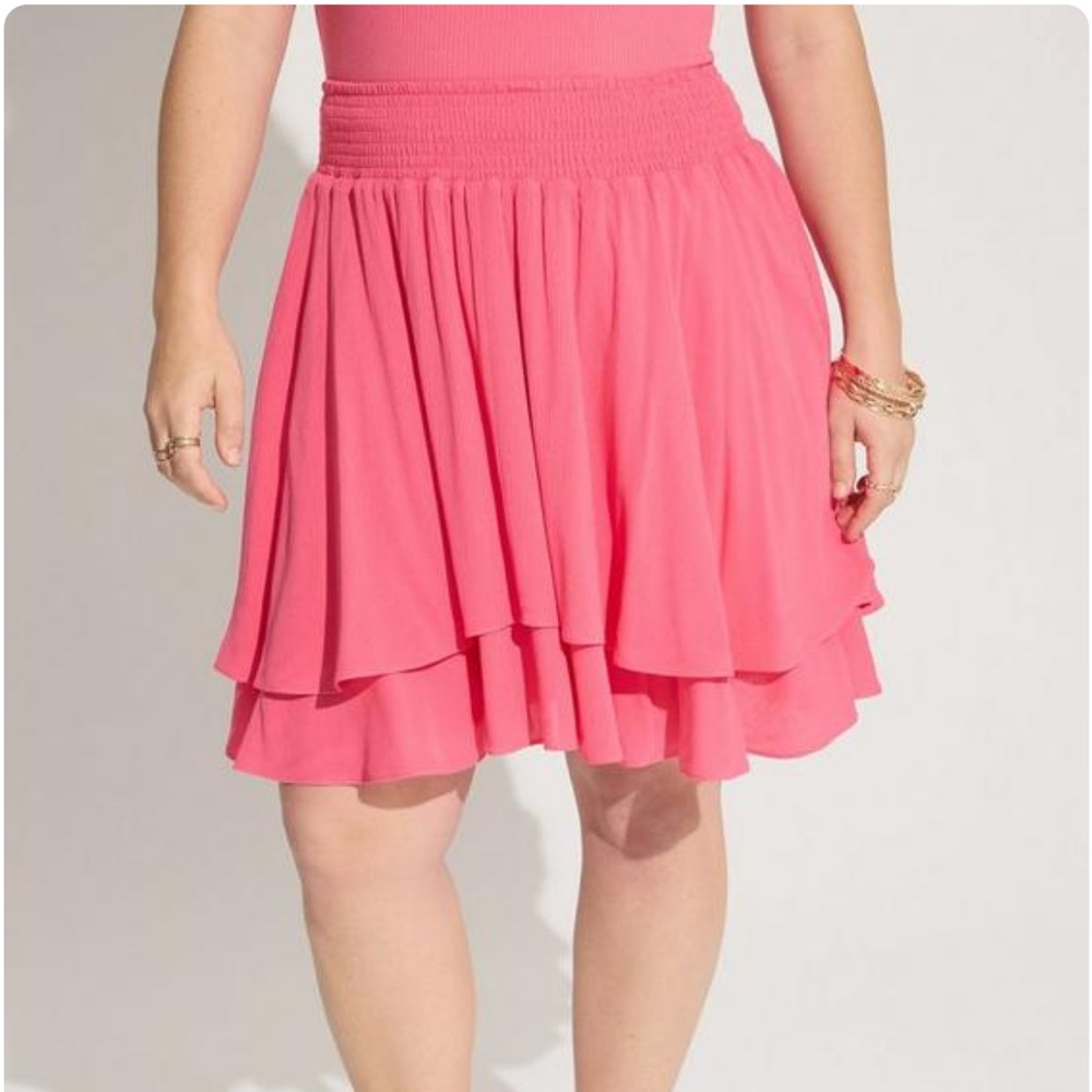 Torrid Size 2x Pink Flowy Tiered Summer Skirt NWT